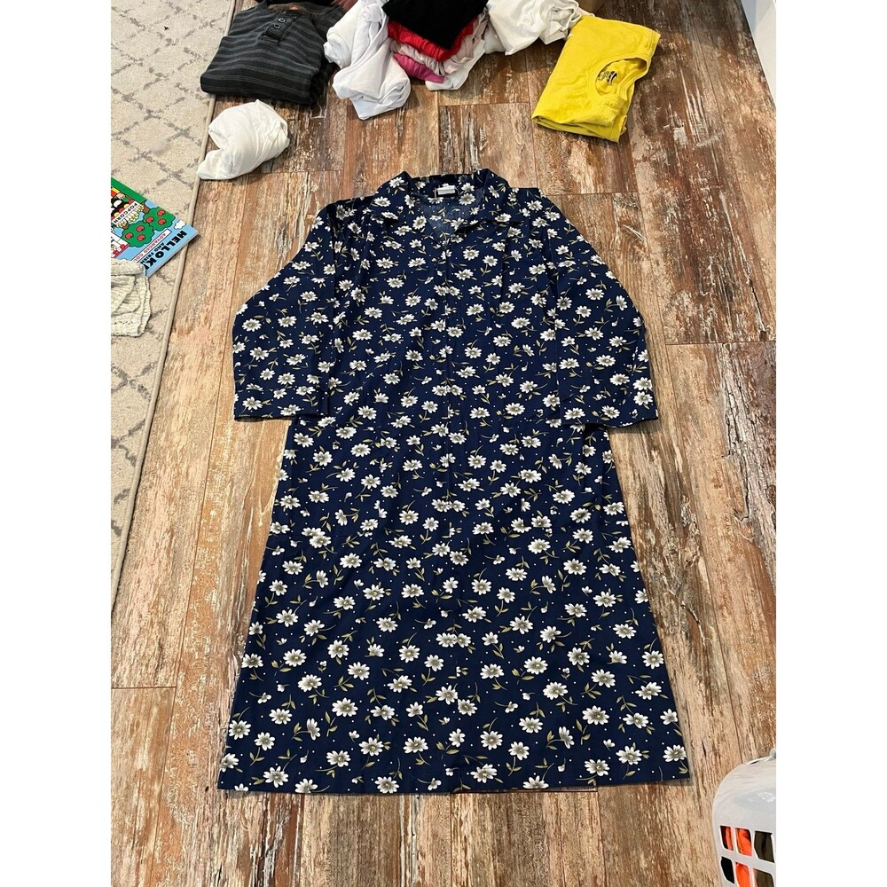 Women’s Vintage Navy Blue Floral Print Dress Size Medium